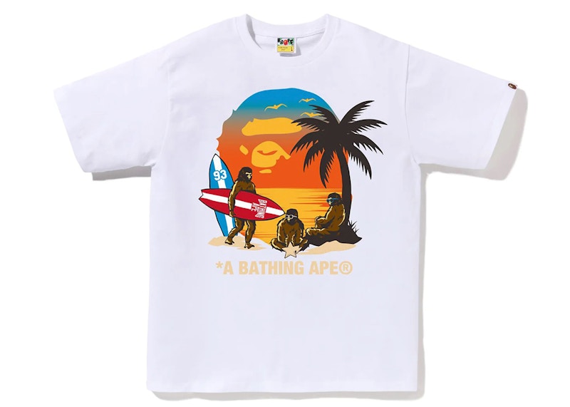 BAPE Sunset Beach Ape Head Tee White