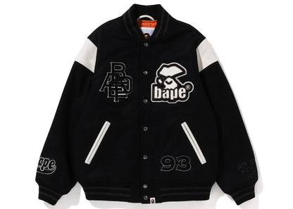 BAPE Switch Shoulder Varsity Jacket Black