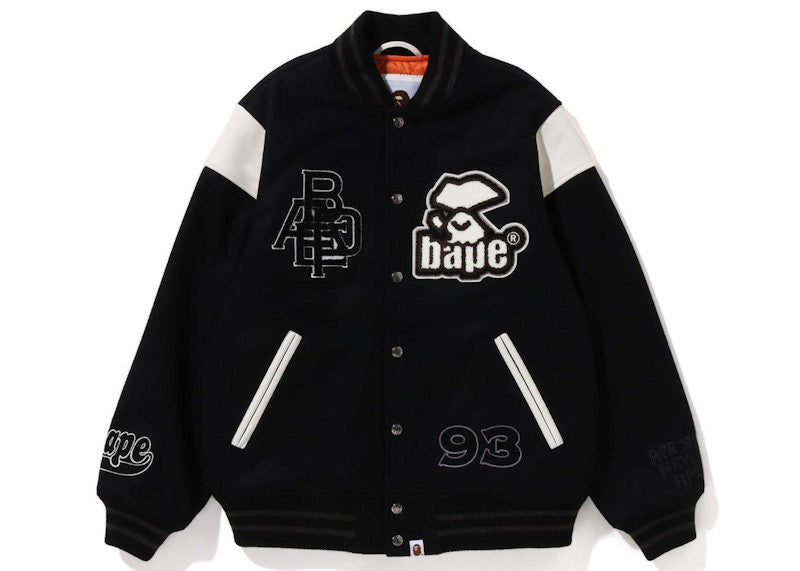 BAPE Switch Shoulder Varsity Jacket Black