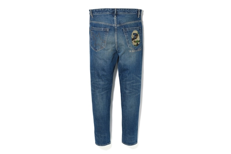 BAPE Taper Ape Head Washed Denim Pants Blue/Indigo