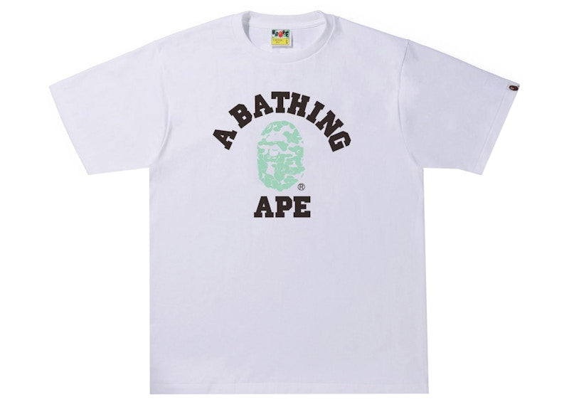 BAPE Text Code Camo College Tee White