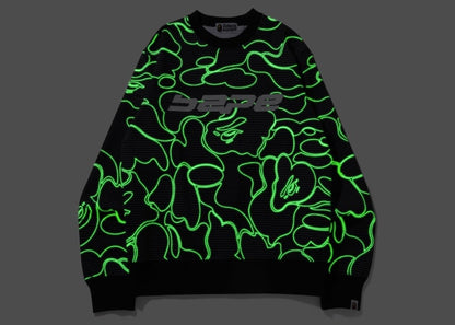 BAPE Text Code Camo Crewneck Black
