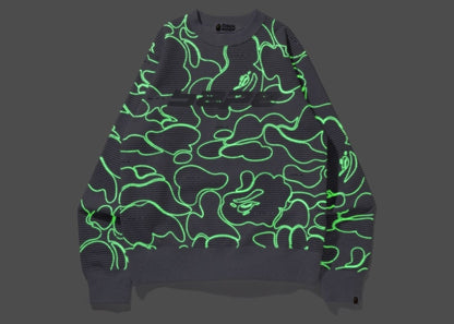 BAPE Text Code Camo Crewneck Gray