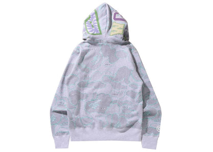 BAPE Text Code Camo Shark Full Zip Hoodie Gray