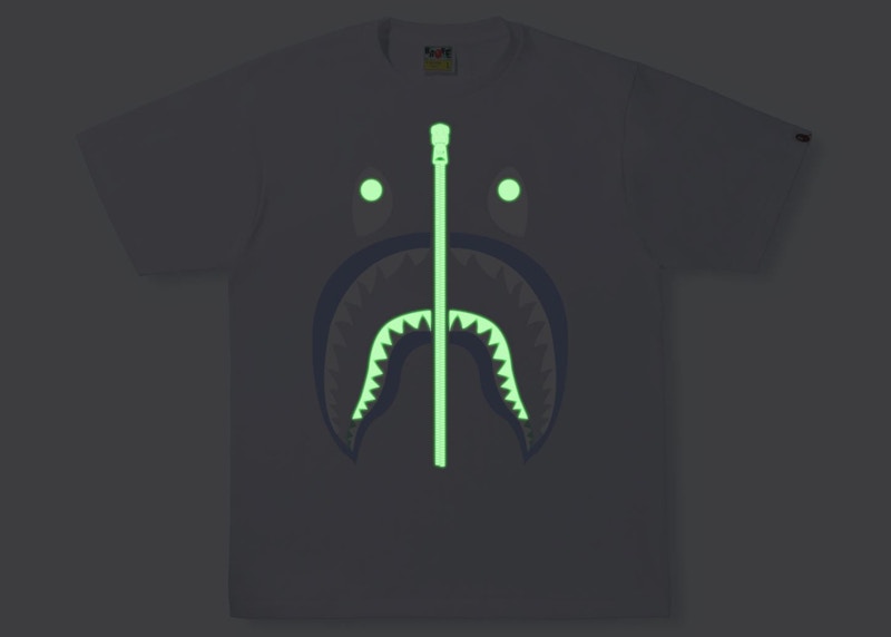 BAPE Text Code Camo Shark Tee White