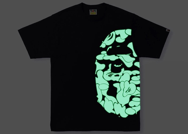 BAPE Text Code Camo Side Big Ape Head Tee Black