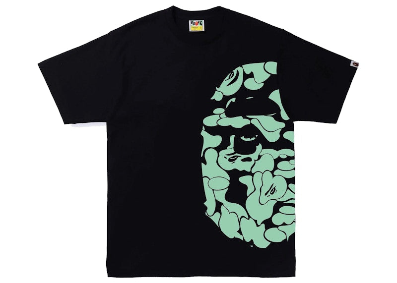 BAPE Text Code Camo Side Big Ape Head Tee Black