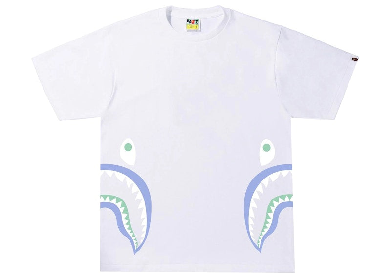 BAPE Text Code Camo Side Shark Tee White
