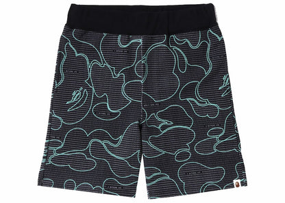 BAPE Text Code Camo Sweat Shorts Black