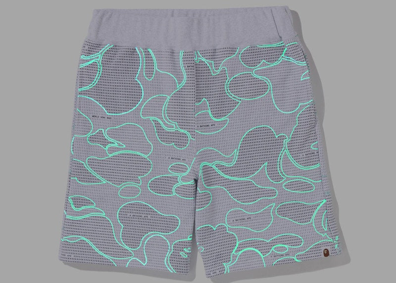BAPE Text Code Camo Sweat Shorts Gray
