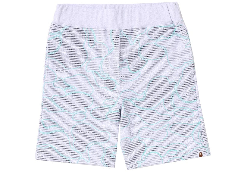 BAPE Text Code Camo Sweat Shorts Gray