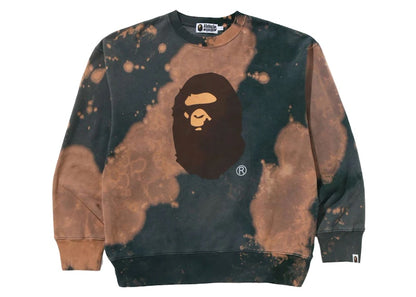 BAPE Tie Dye Ape Head Relaxed Fit Crewneck Sweatshirt Beige