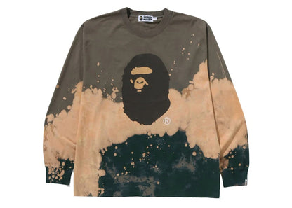 BAPE Tie Dye Ape Head Relaxed Fit L/S Tee Beige