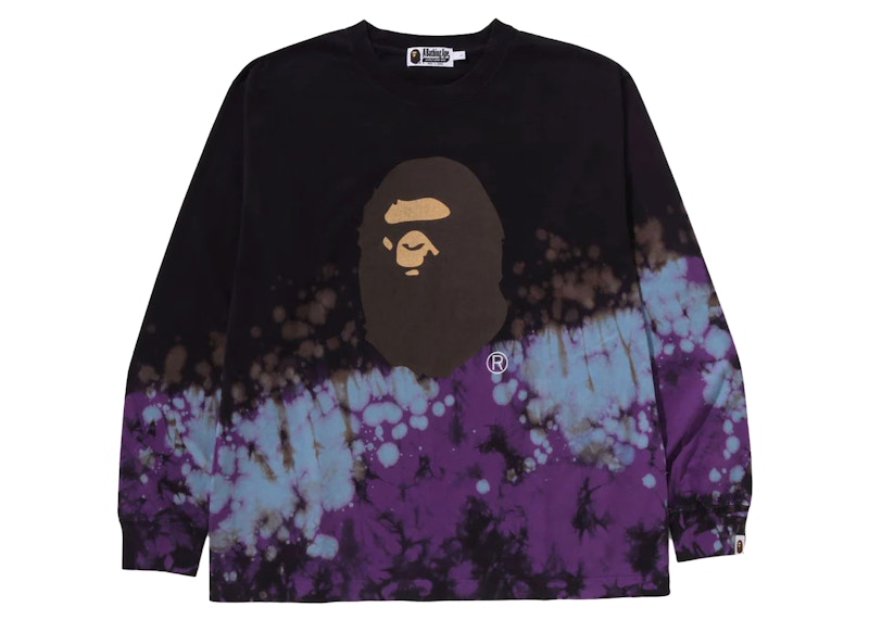 BAPE Tie Dye Ape Head Relaxed Fit L/S Tee Black