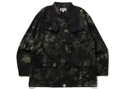 BAPE Tie Dye Army Jungle Fatigue Shirt Jacket Black