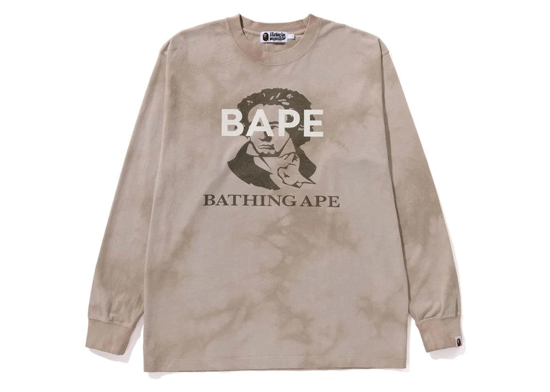BAPE Tie Dye Bathing Ape L/S Tee Beige