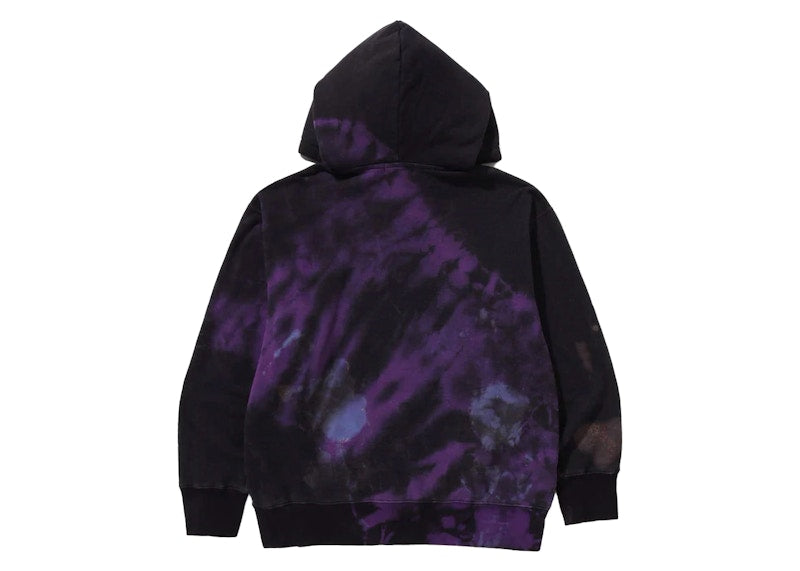 BAPE Tie Dye College Relaxed Fit Pullover Hoodie Black