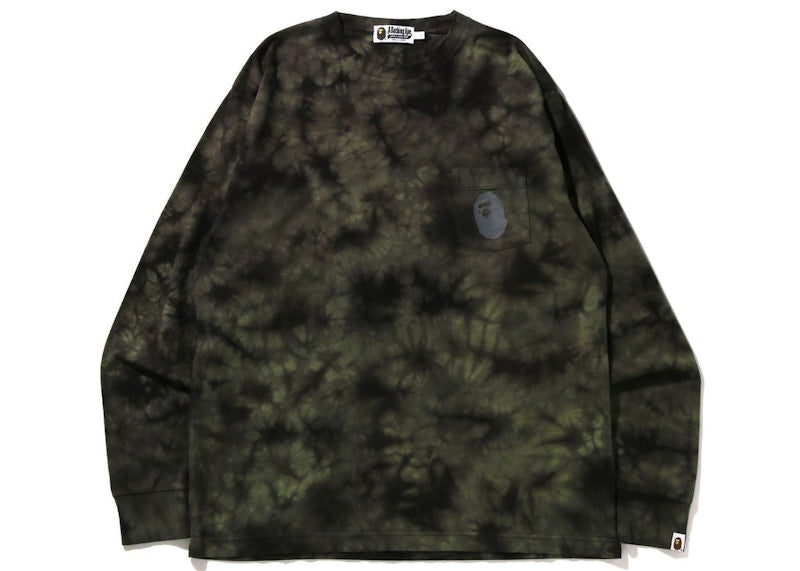 BAPE Tie Dye One Point Pocket Relaxed Fit L/S Tee Black