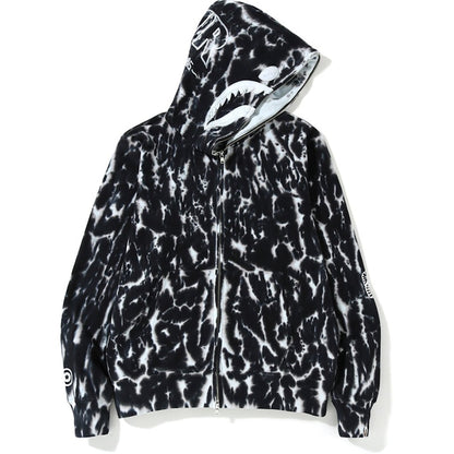 BAPE Tie Dye PONR Shark Wide Full Zip Hoodie Black