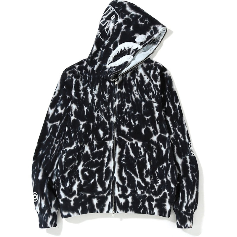 BAPE Tie Dye PONR Shark Wide Full Zip Hoodie Black