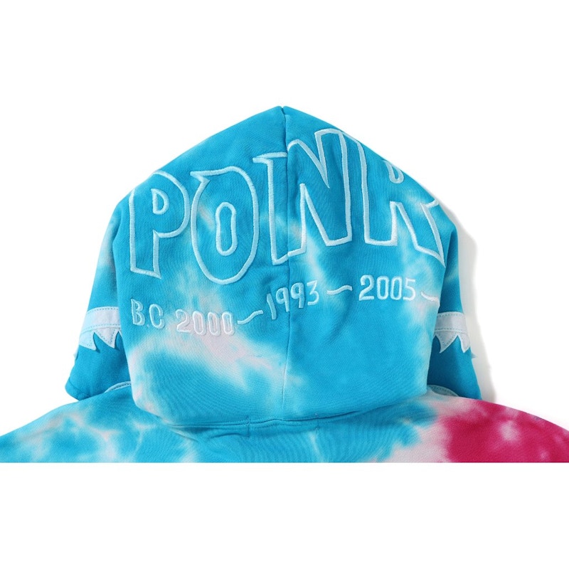 BAPE Tie Dye PONR Shark Wide Full Zip Hoodie Multi