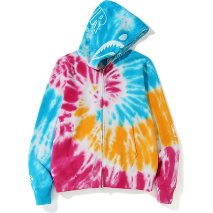 BAPE Tie Dye PONR Shark Wide Full Zip Hoodie Multi