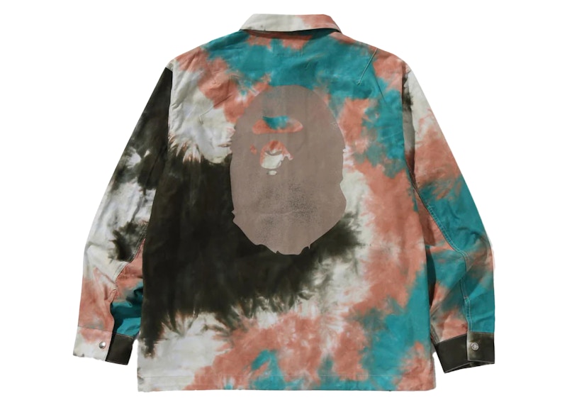 BAPE Tie Dye Relaxed Fit CPO Shirt Beige