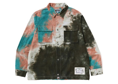 BAPE Tie Dye Relaxed Fit CPO Shirt Beige