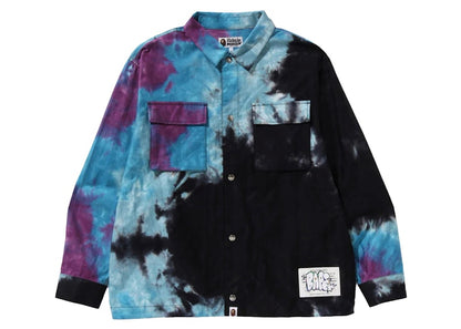 BAPE Tie Dye Relaxed Fit CPO Shirt Black
