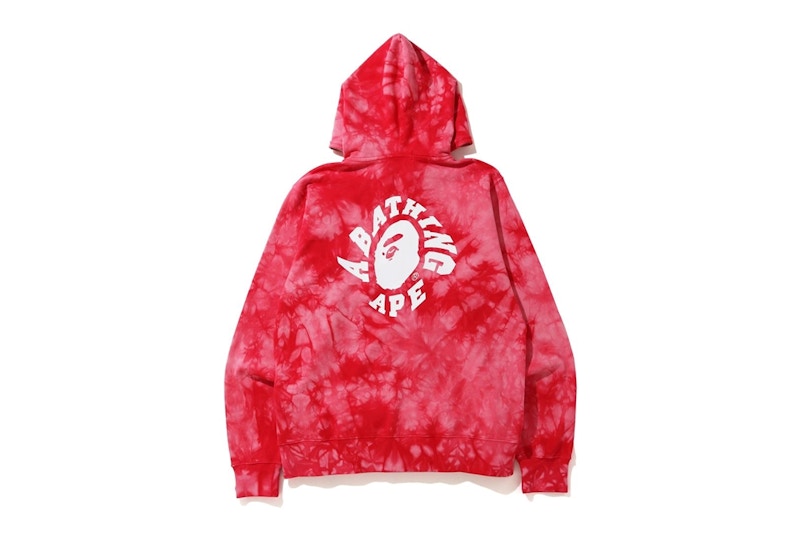 BAPE Tie Dye Wide Full Zip Hoodie Red