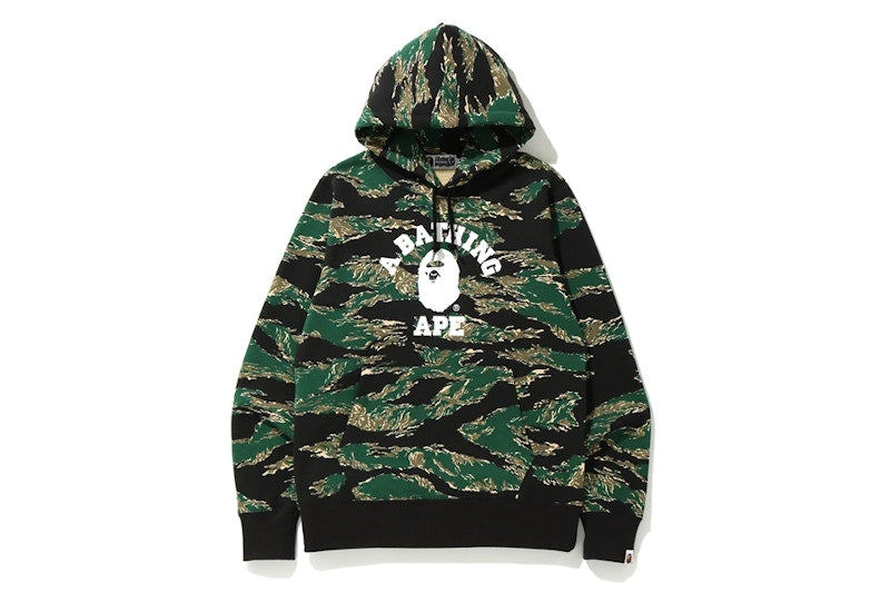 BAPE Tiger Camo College Pullover Hoodie Green