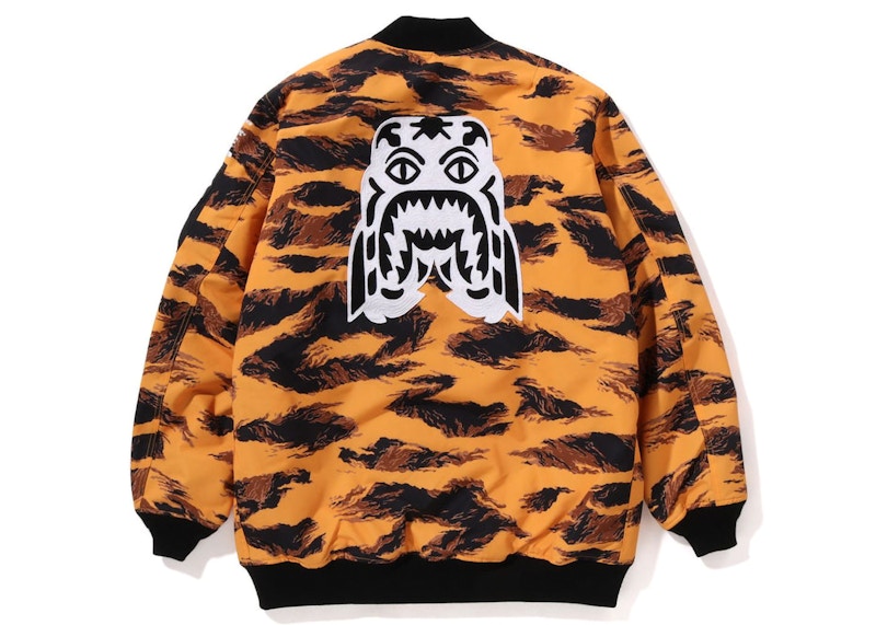 BAPE Tiger Camo Long MA-1 Jacket Orange