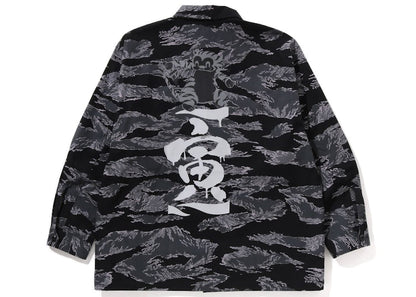 BAPE Tiger Camo Relaxed Fit Military Shirt Black