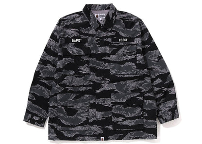 BAPE Tiger Camo Relaxed Fit Military Shirt Black