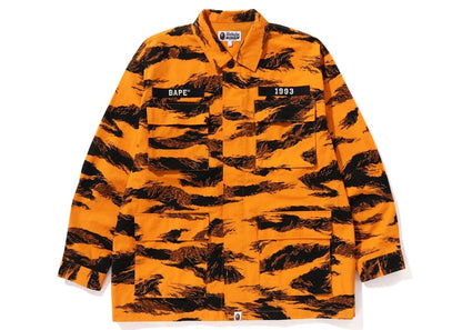 BAPE Tiger Camo Relaxed Fit Military Shirt Orange