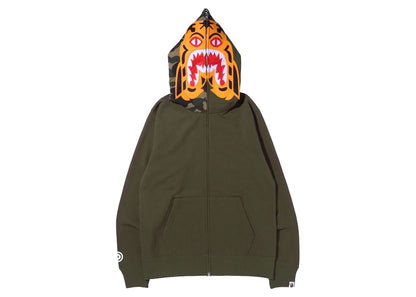 BAPE Tiger Full Zip Hoodie (FW21) Olivedrab