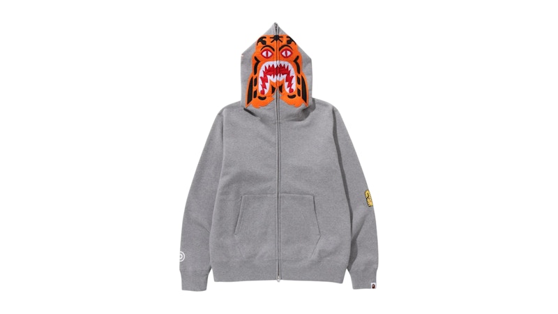 BAPE Tiger Full Zip Hoodie Gray