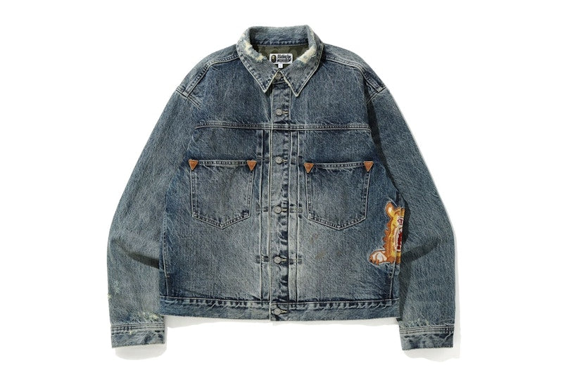 BAPE Tiger Heavy Wash Miner Denim Jacket Indigo