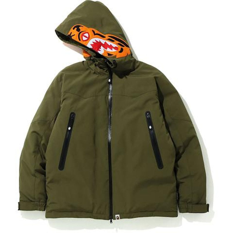 BAPE Tiger Hoodie Down Jacket Olivedrab