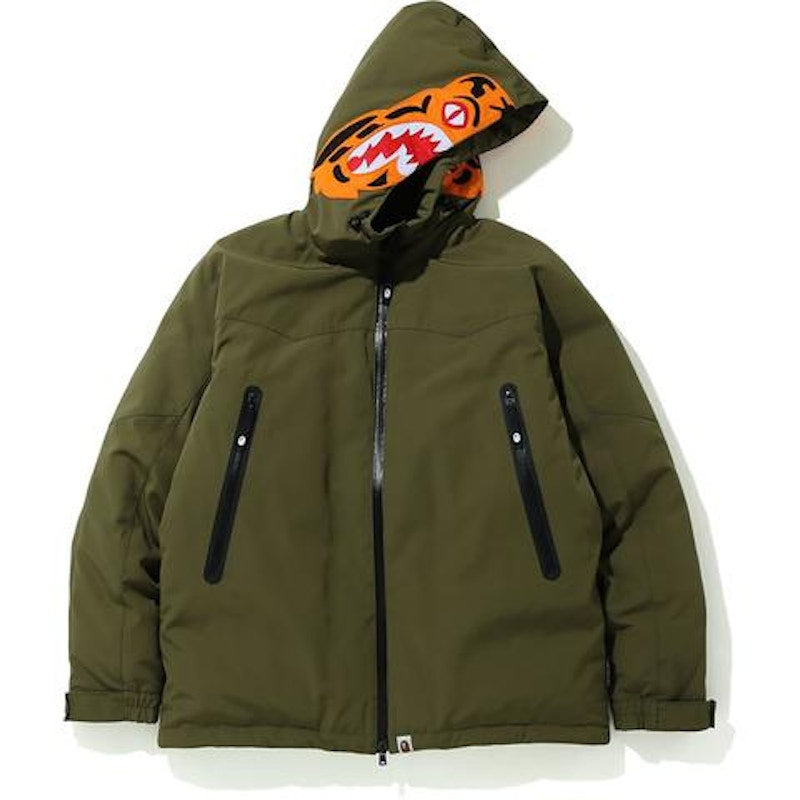 BAPE Tiger Hoodie Down Jacket Olivedrab