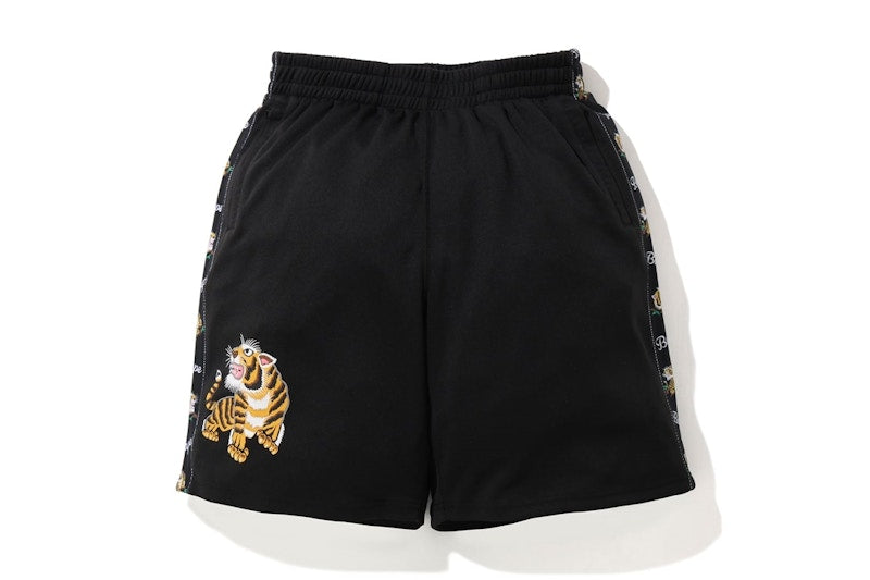 BAPE Tiger Jersey Wide Shorts Black