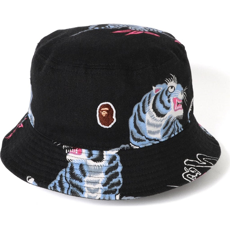 BAPE Tiger Pattern Bucket Hat Black