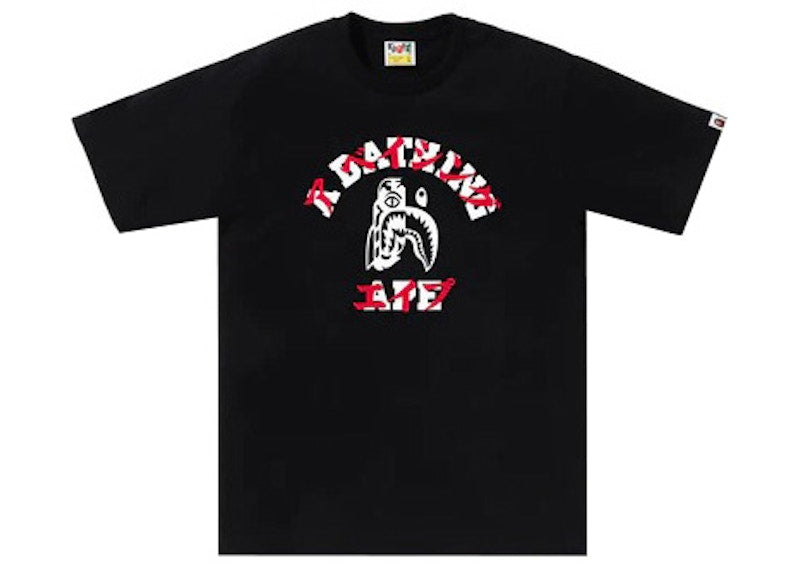 BAPE Tiger Shark Japanese Letter Tee Black
