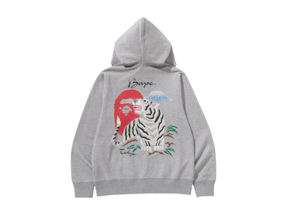 BAPE Tiger Souvenir Zip Hoodie Grey