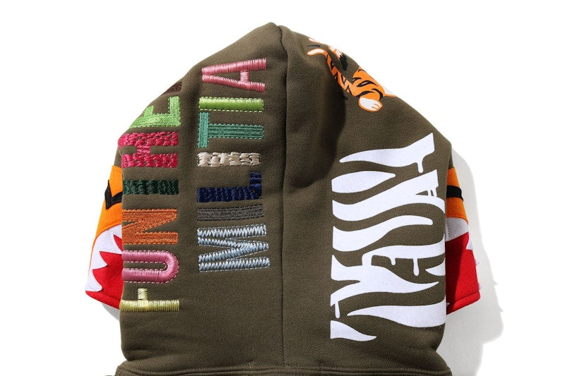 BAPE Tiger Wide Fit Pullover Hoodie Olivedrab