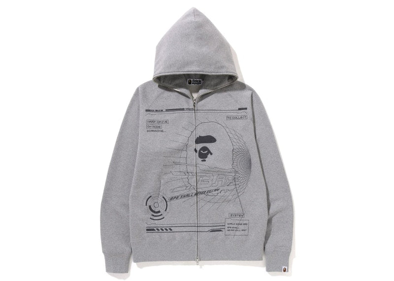 BAPE To Collect Overprinted Full Zip Hoodie Grey