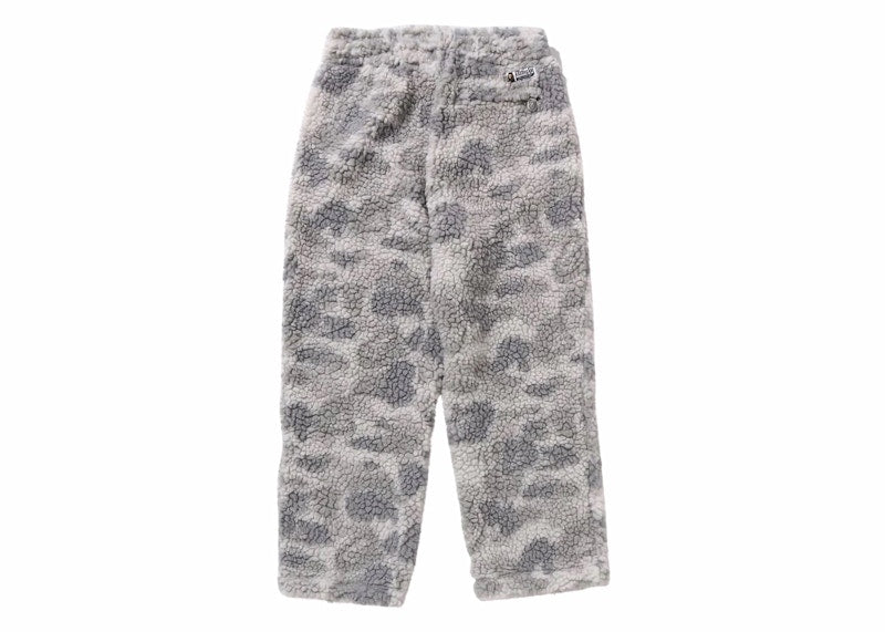 BAPE Tonal Solid Camo Metal Ape Head One Point Fleece Pants Gray
