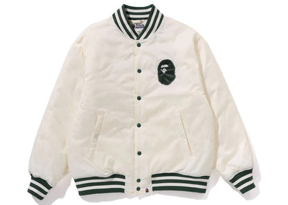 BAPE Tonal Solid Camo Padded Varsity Jacket Ivory
