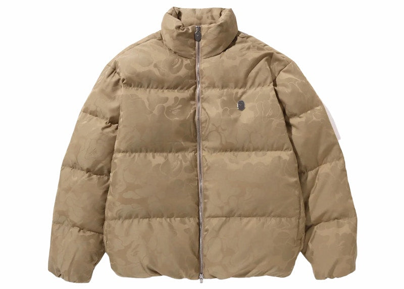 BAPE Tonal Solid Camo Puffer Down Jacket Beige