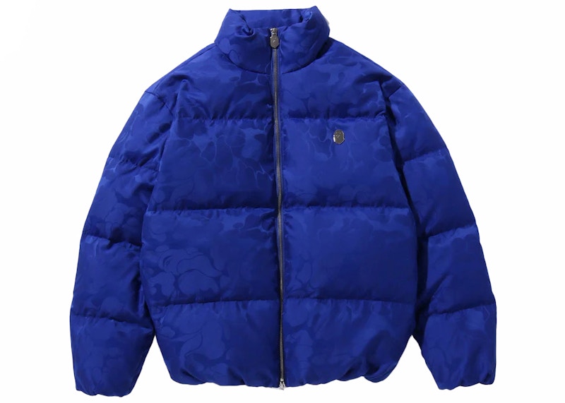 BAPE Tonal Solid Camo Puffer Down Jacket Blue